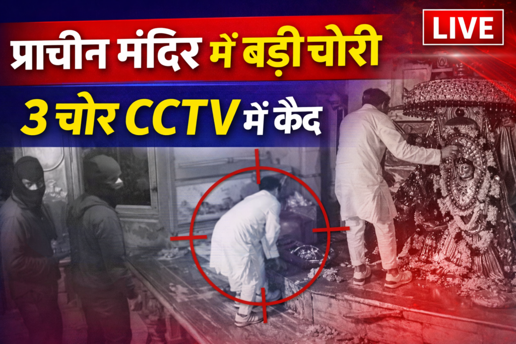#MP FIRST | घट्टिया में प्राचीन आशापुरी माता मंदिर में बड़ी चोरी, 3 चोर CCTV में कैद |