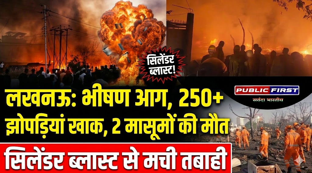 #UP FIRST | लखनऊ में भीषण आग से 250+ झोपड़ियां खाक, सिलेंडर ब्लास्ट से मची तबाही, 2 मासूमों की मौत