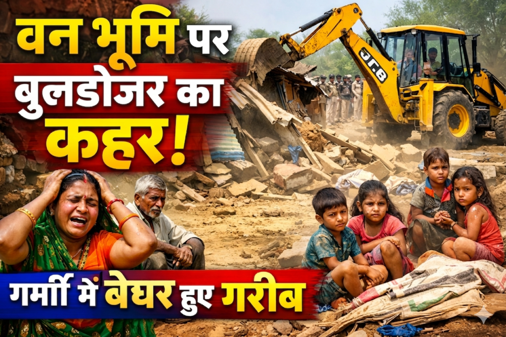 #CG FIRST | कुवांरपुर में वन भूमि पर बुलडोजर कार्रवाई से मचा हड़कंप, कई परिवार बेघर |