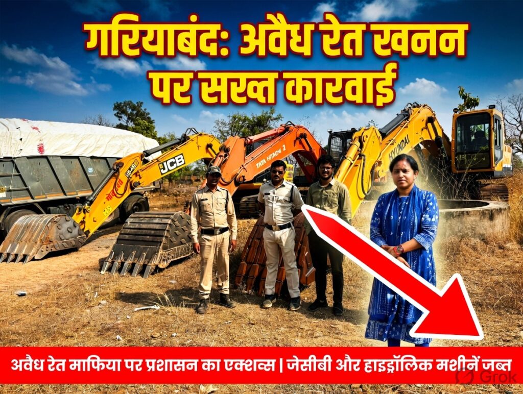 #CG FIRST | गरियाबंद: अवैध रेत खनन पर खनिज विभाग की सख्त कार्रवाई, प्रशासन की चौकसी पर सवाल |