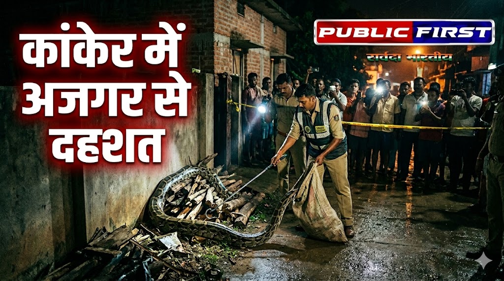 #CG FIRST | कांकेर में घर के पीछे मिला विशालकाय अजगर, इलाके में मची दहशत |