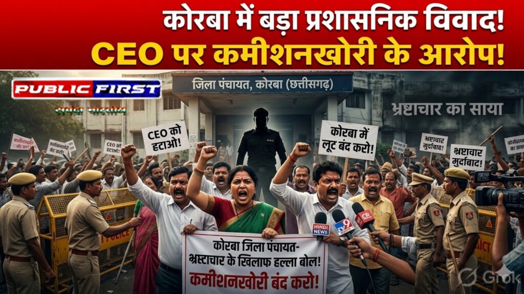 #CG FIRST | कोरबा जिला पंचायत में हंगामा: CEO पर कमीशनखोरी और अभद्र व्यवहार के आरोप, जनप्रतिनिधियों ने दिया धरना |